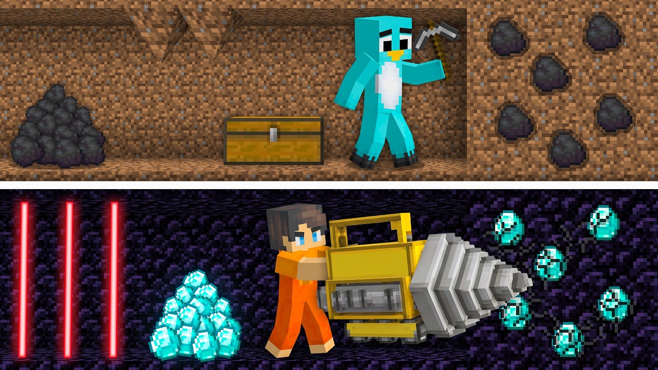DIRT vs DIAMOND: Power ESCAPE BATTLE in Minecraft backdrop