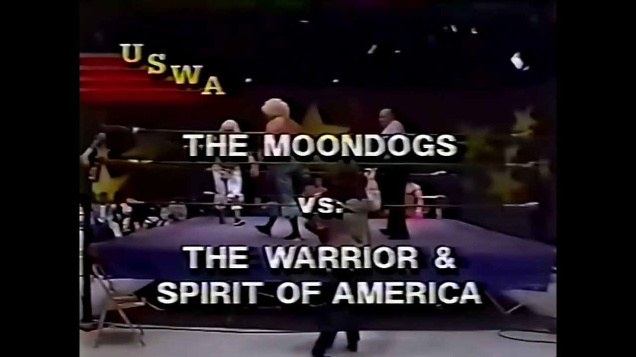 The Moondogs (Spot/Spike) w/Richard Lee vs. Spirit of America & Warrior - USWA 12/7/91 background