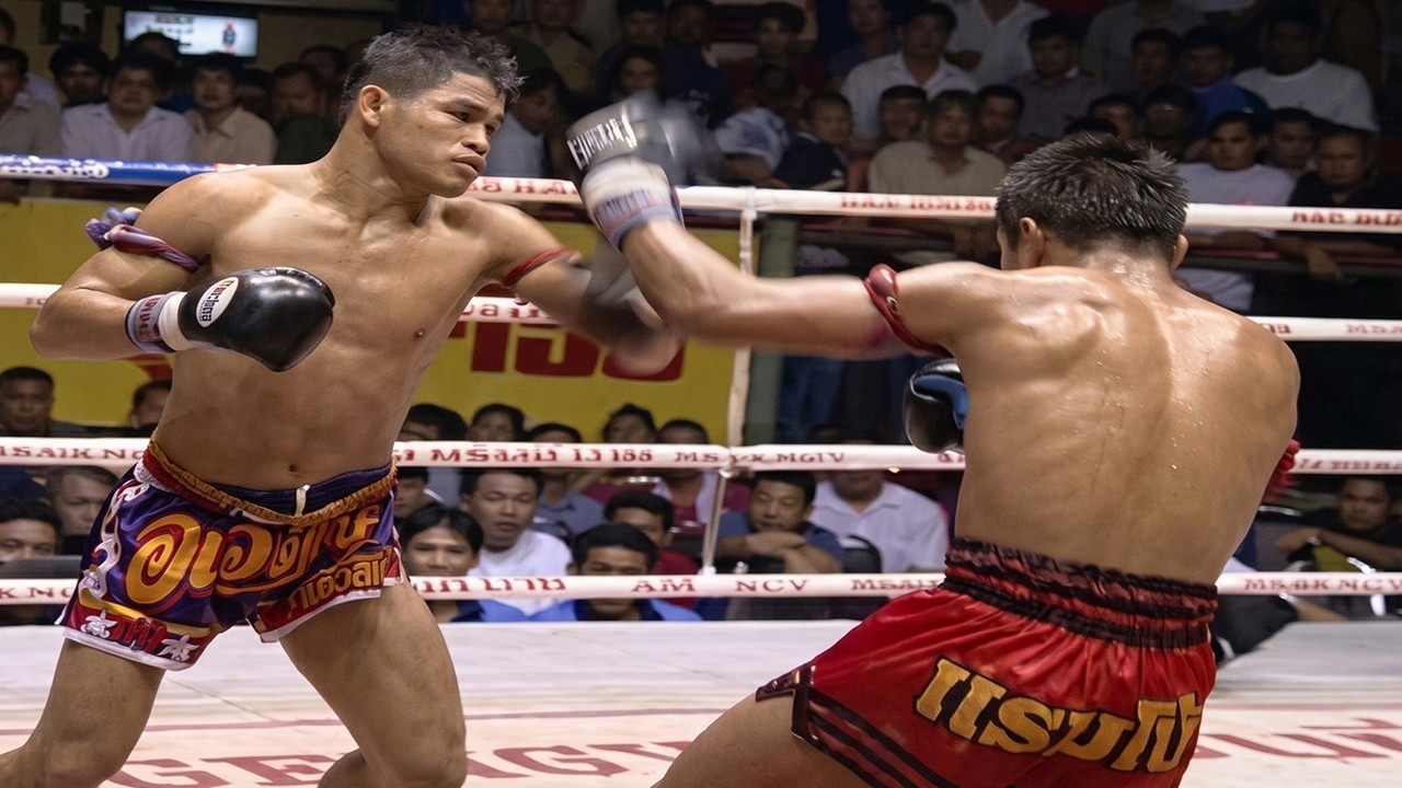 Anuwat Kaewsamrit vs. Bovy Sor.Udomson | Rajadamnern Stadium | Full Muay Thai Fight background