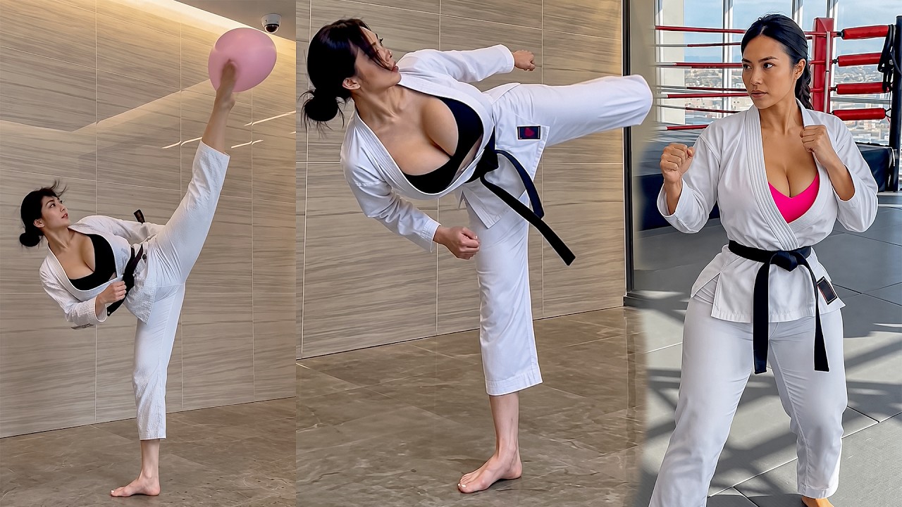 Insane High Kick Skills Girls Next-Level Taekwondo Skills Unbelievable Martial Arts Power! background