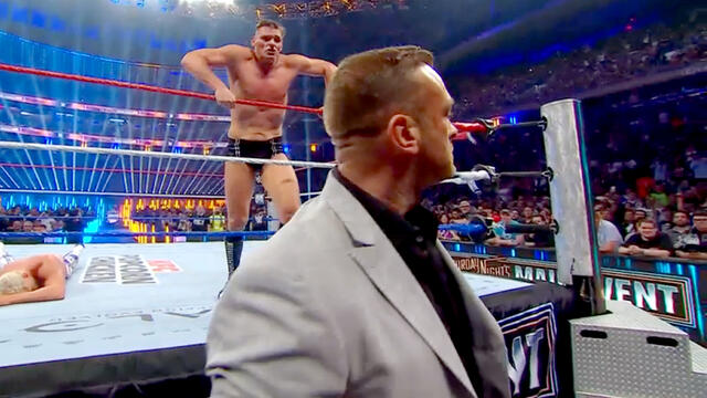 Nick Aldis BLASTS Gunther with the WWE Title: Saturday Night's Main Event highlights background