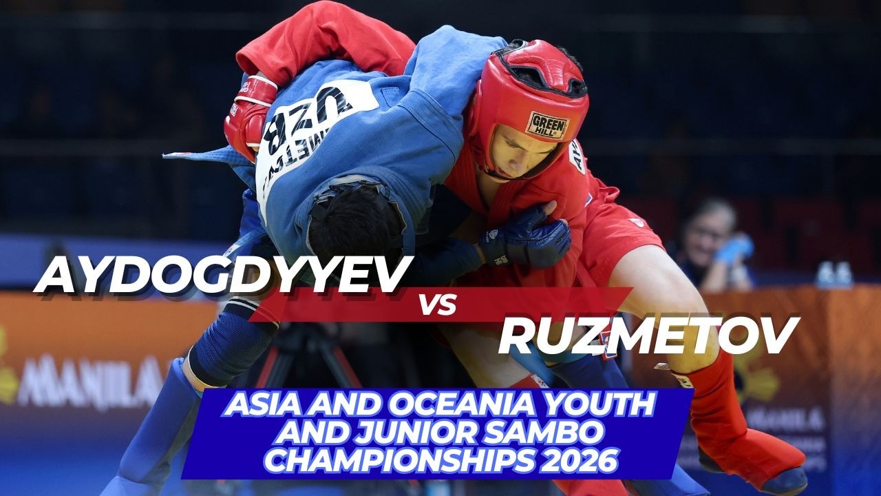 AYDOGDYYEV (TKM) vs RUZMETOV (UZB) - Asia and Oceania Youth and Junior SAMBO Championships 2026 background