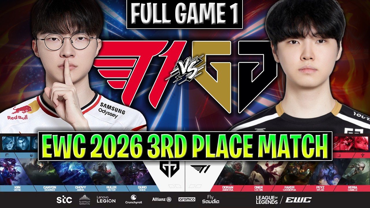 T1 vs GEN GAME 1 EWC 2026 3RD PLACE MATCH | FULL GAME | T1 vs GENG ESPORTS G1 EWC 2026 background