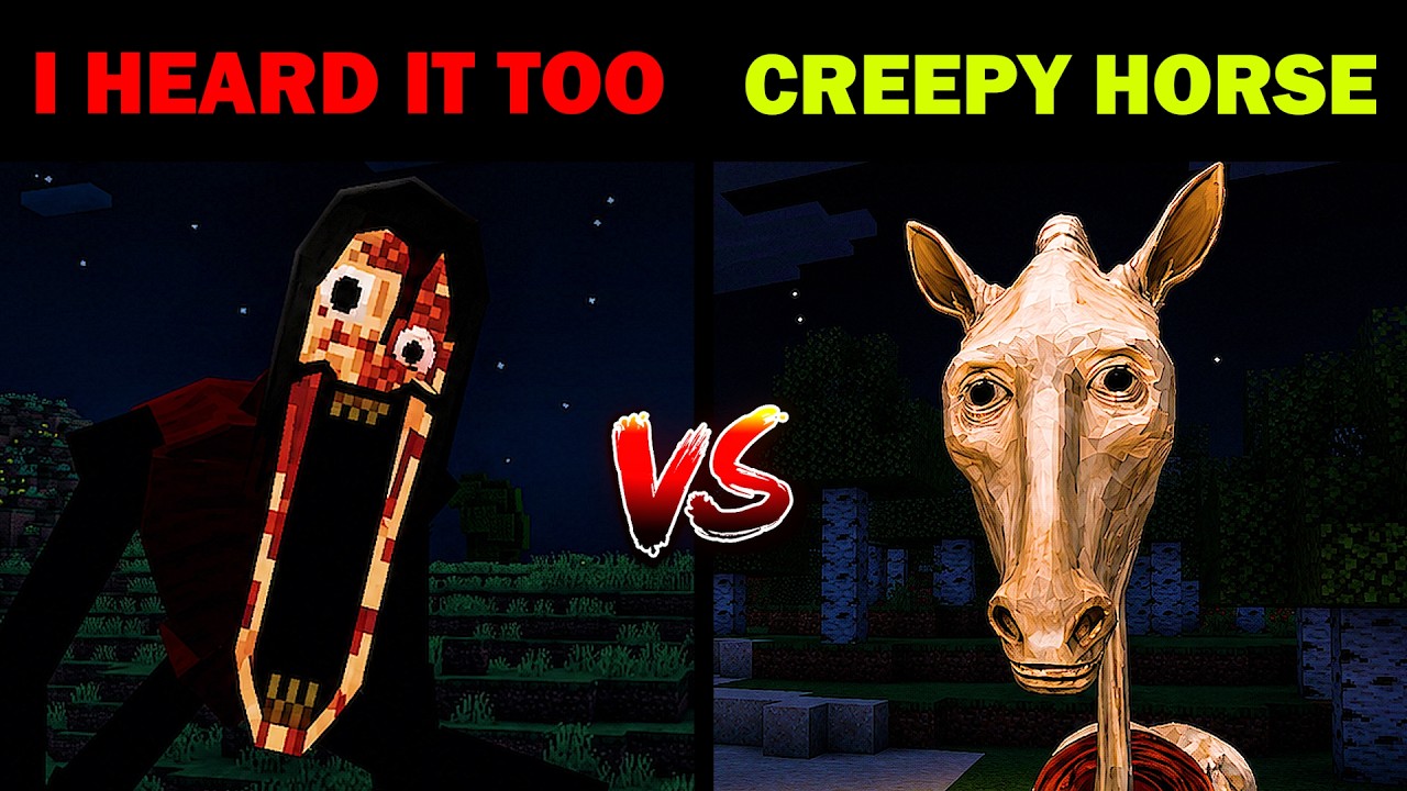 Creepy Horse vs I Heard It Too in Minecraft – Comparison backdrop