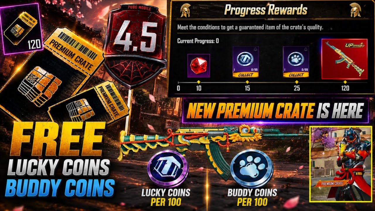 New Premium Crate Is Here | Free Old Rare Gun Expected & 4.5 Update Release Date Reveal | PUBGM background