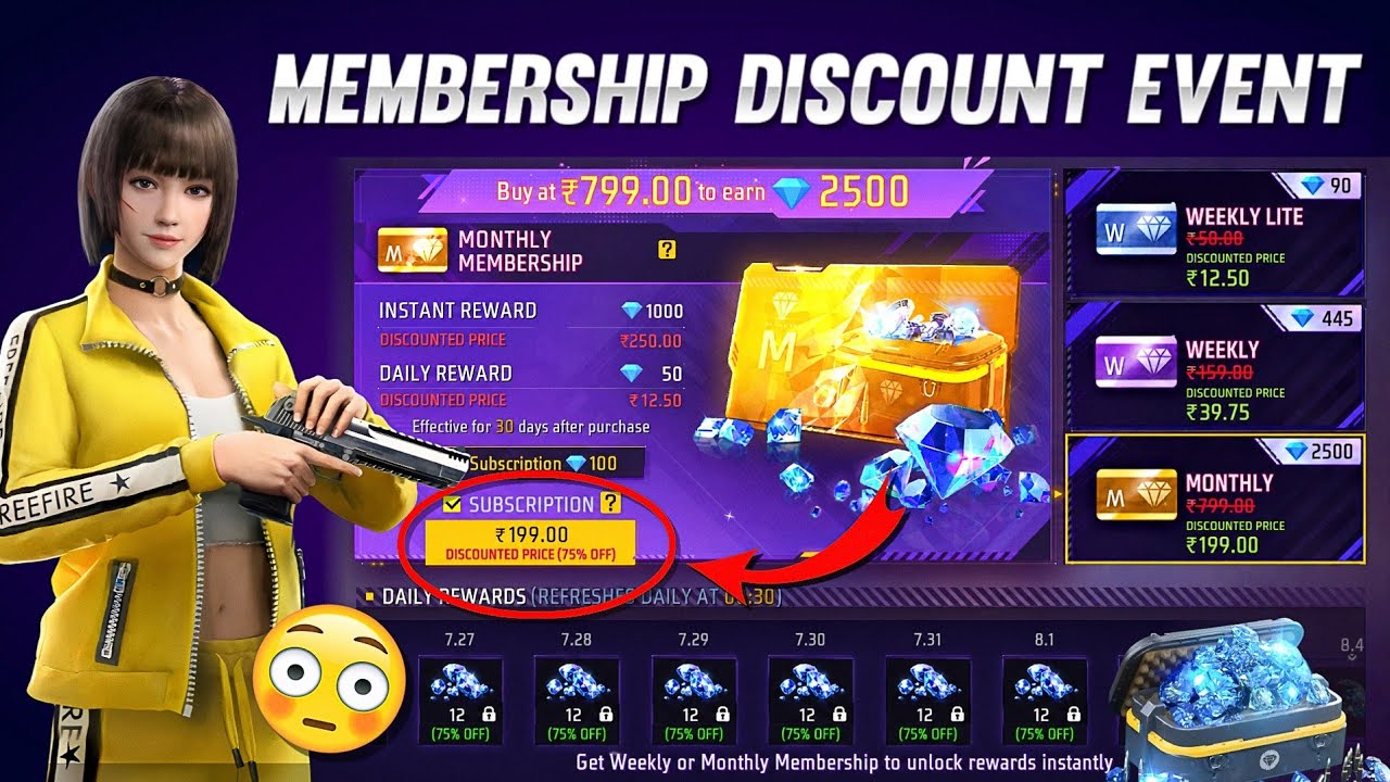 Monthly Membership 50% Off Confirm Date 🤯💥Free Fire New Event l Ff New Event background