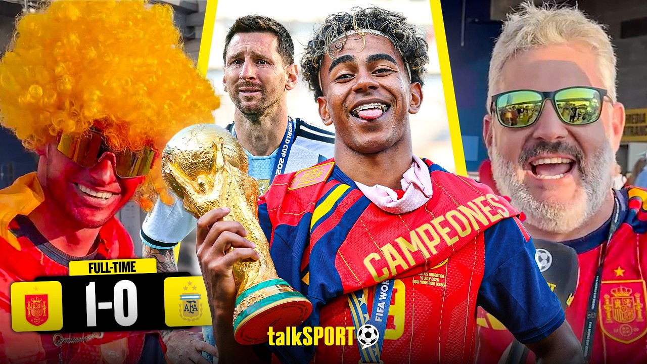 Spain Fans SLATE Lionel Messi as they REACT to their World Cup Final WIN over Argentina! background