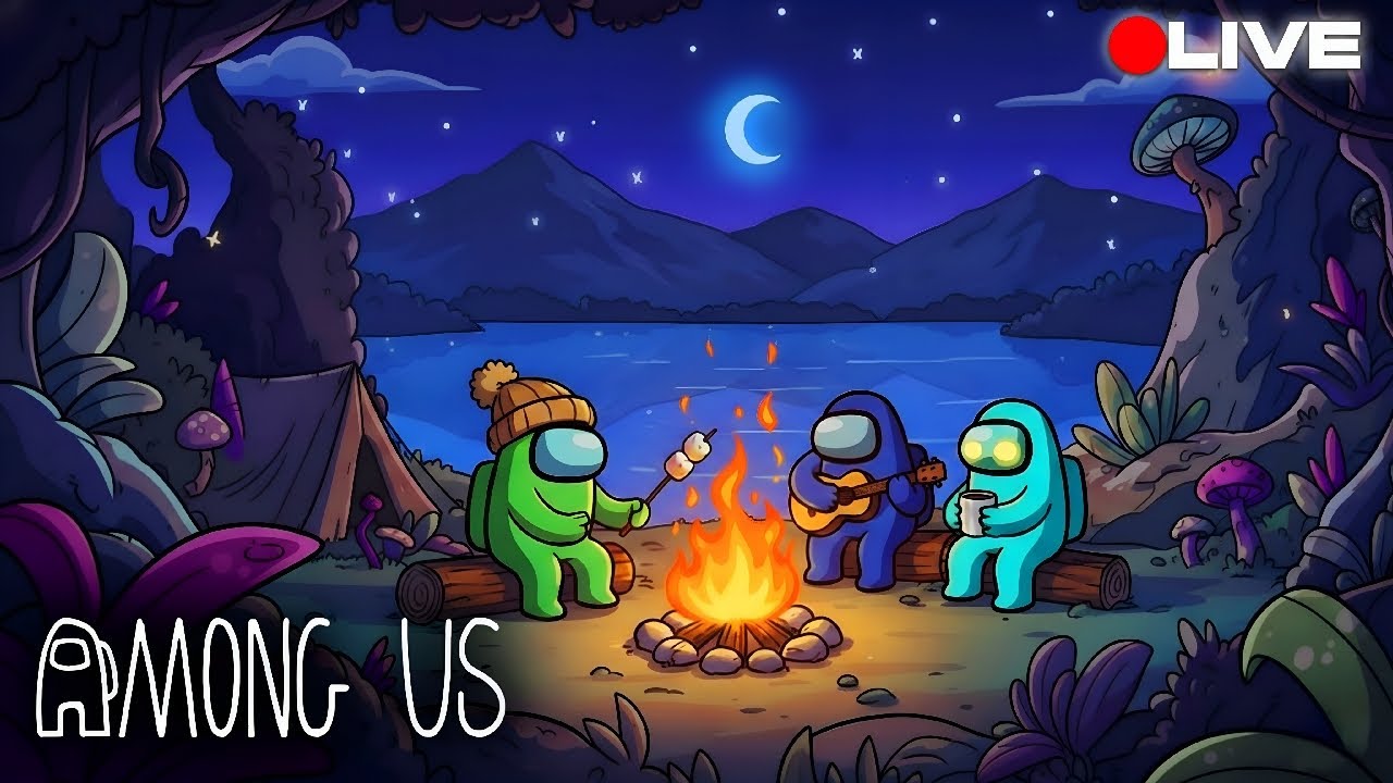 AMONG US 🔴 LIVE | Who’s The Impostor? | Chilling with Subscribers 😌 backdrop