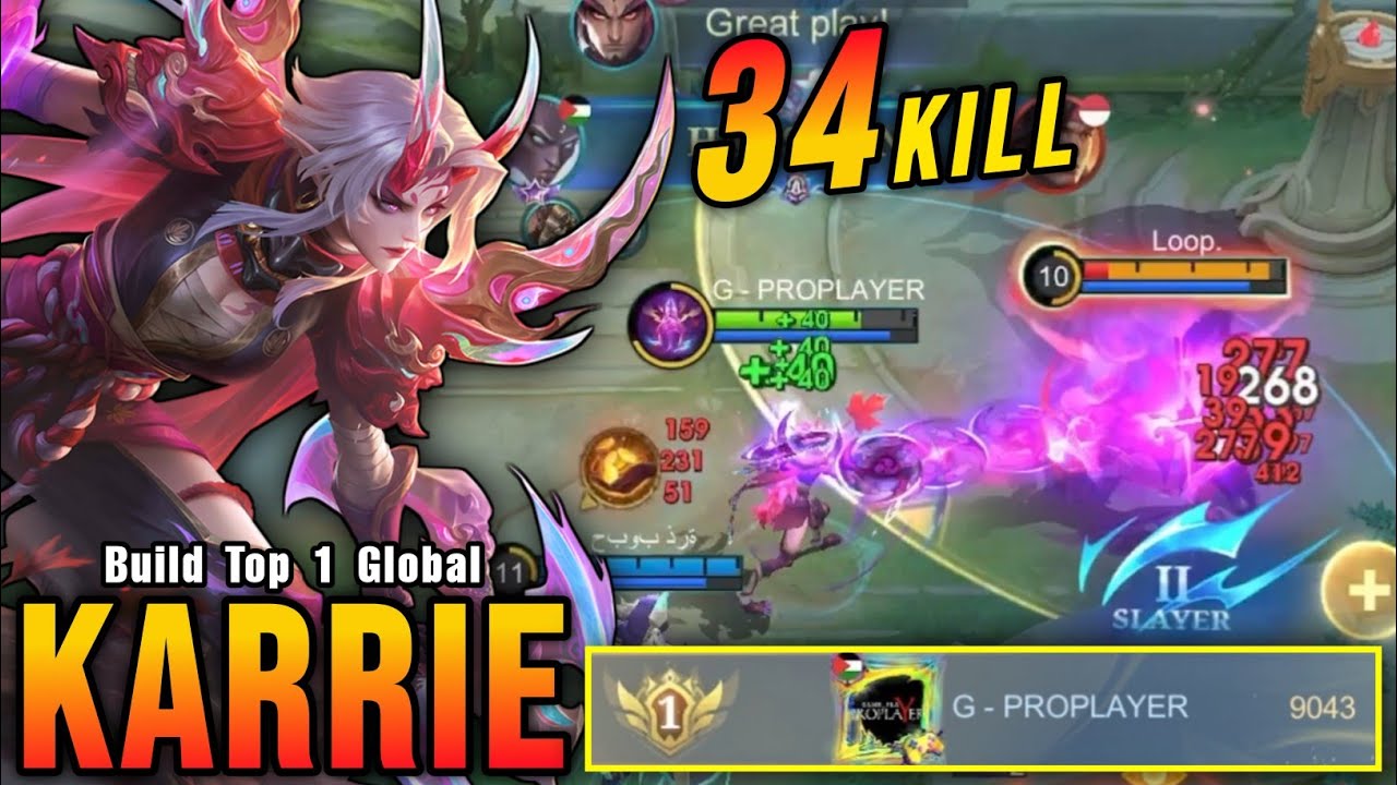 34 Kills!! Finally I Reach Top 1 Global Karrie ~ MLBB backdrop