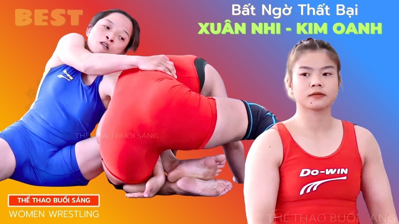Vật Nữ. ĐOÀN THỊ KIM OANH.. bất ngờ bại trận . hội Thư Cưu 2026. Women's Wrestling background