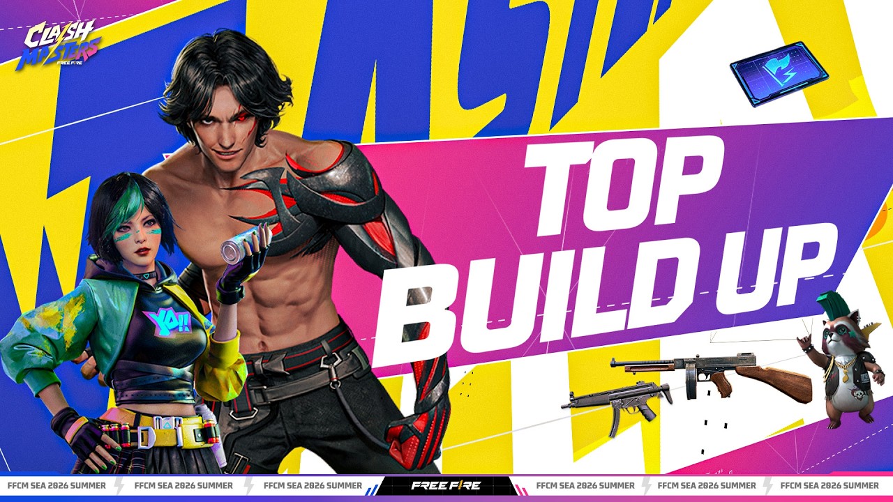 Free Fire Clash Master Summer Top Build Up! background