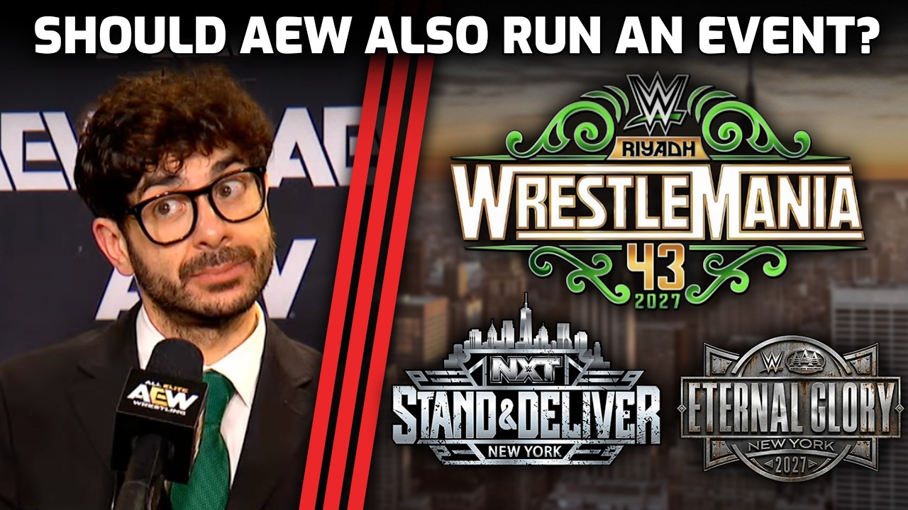 WWE announces WrestleMania watch party, NXT & AAA events in New York background