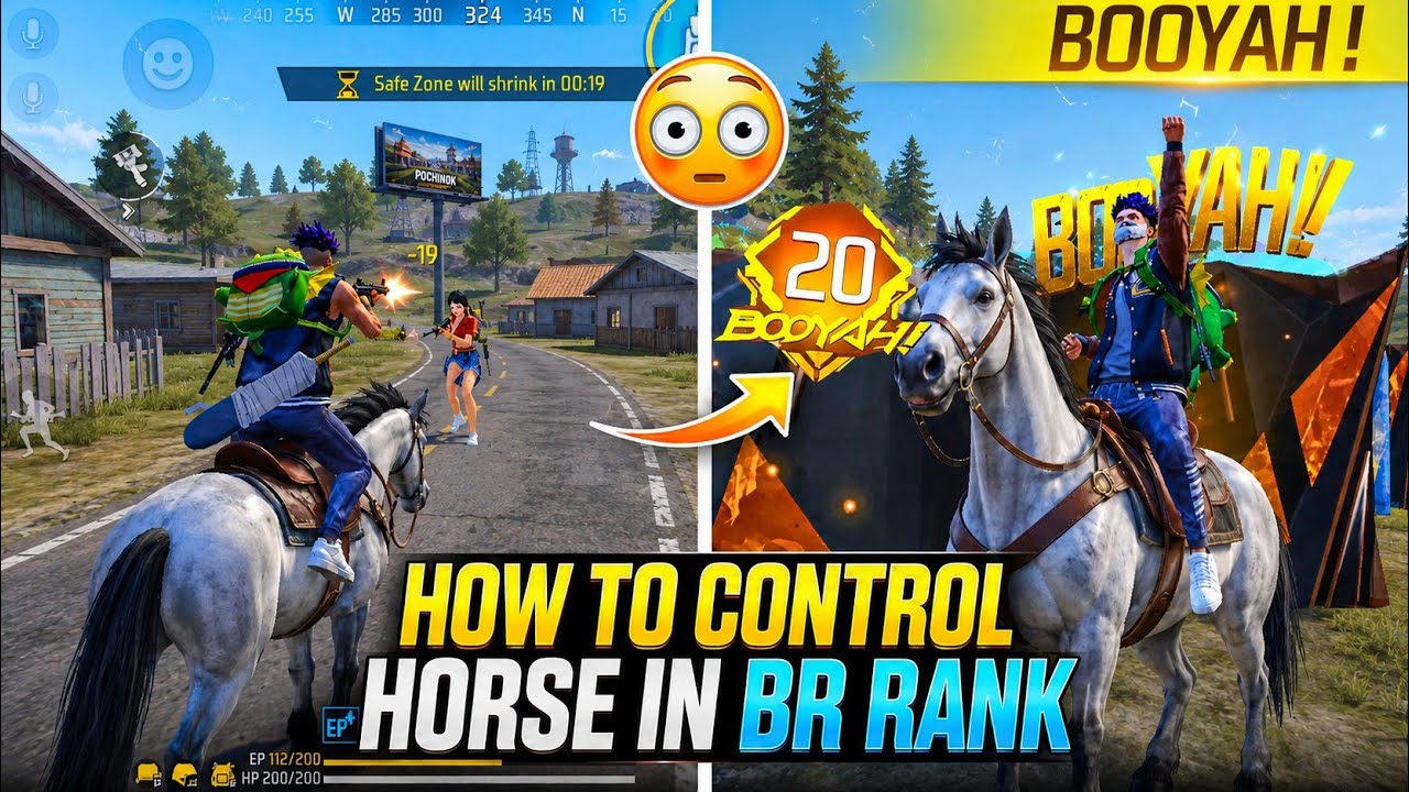 How To Control Horse in Br - Rank 🔥 | Solo Grandmaster Pushing Tips And Tricks | #freefire background