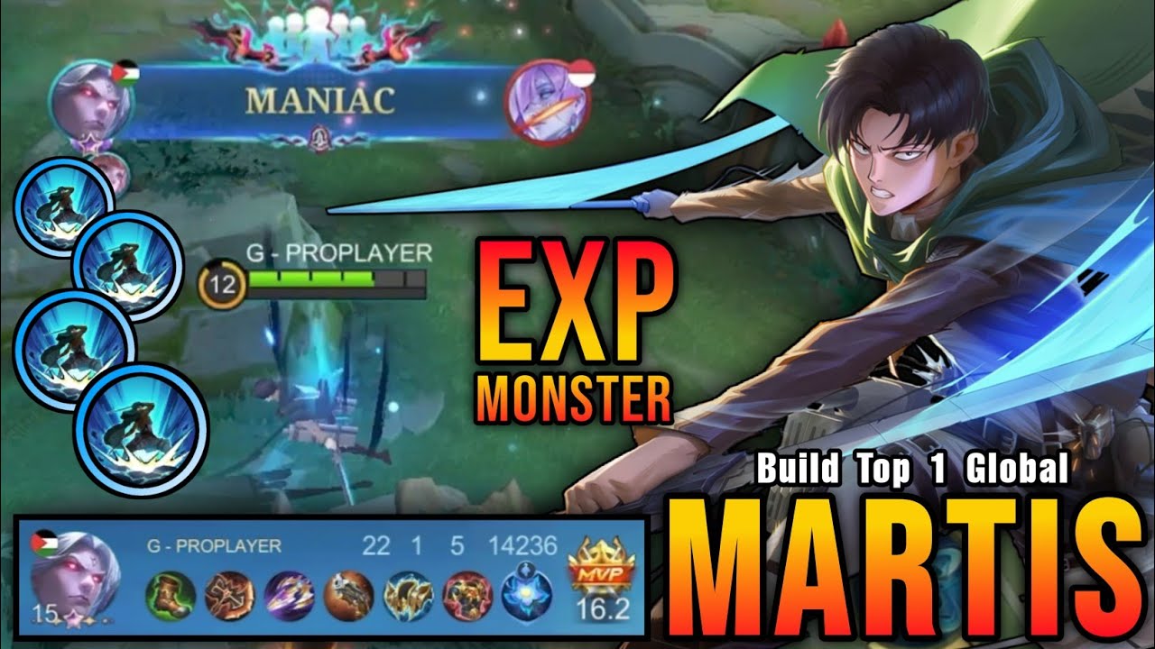 22 Kills + MANIAC!! Insane Damage Martis Monster EXP Laner!! - Build Top 1 Global Martis ~ MLBB background