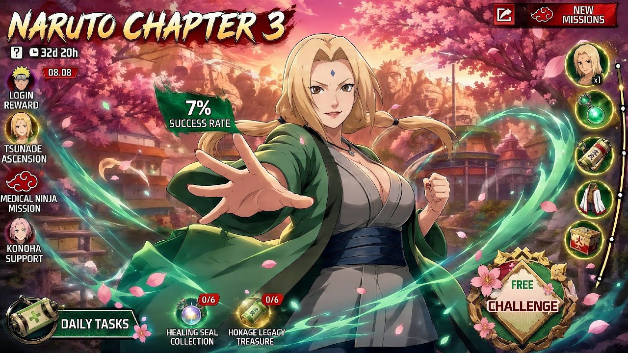 Naruto Chapter 3 Free Rewards đ„đ€Ż | tsunade bundle review | free fire new event | ff new event backdrop