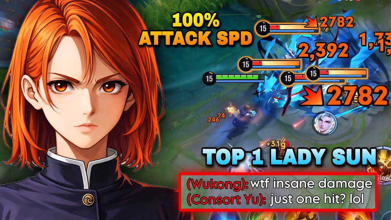TOP 1 LADY SUN 100% ATTACK SPEED BUILD HARD CARRIES IN RANK GAME! | HONOR OF KINGS background