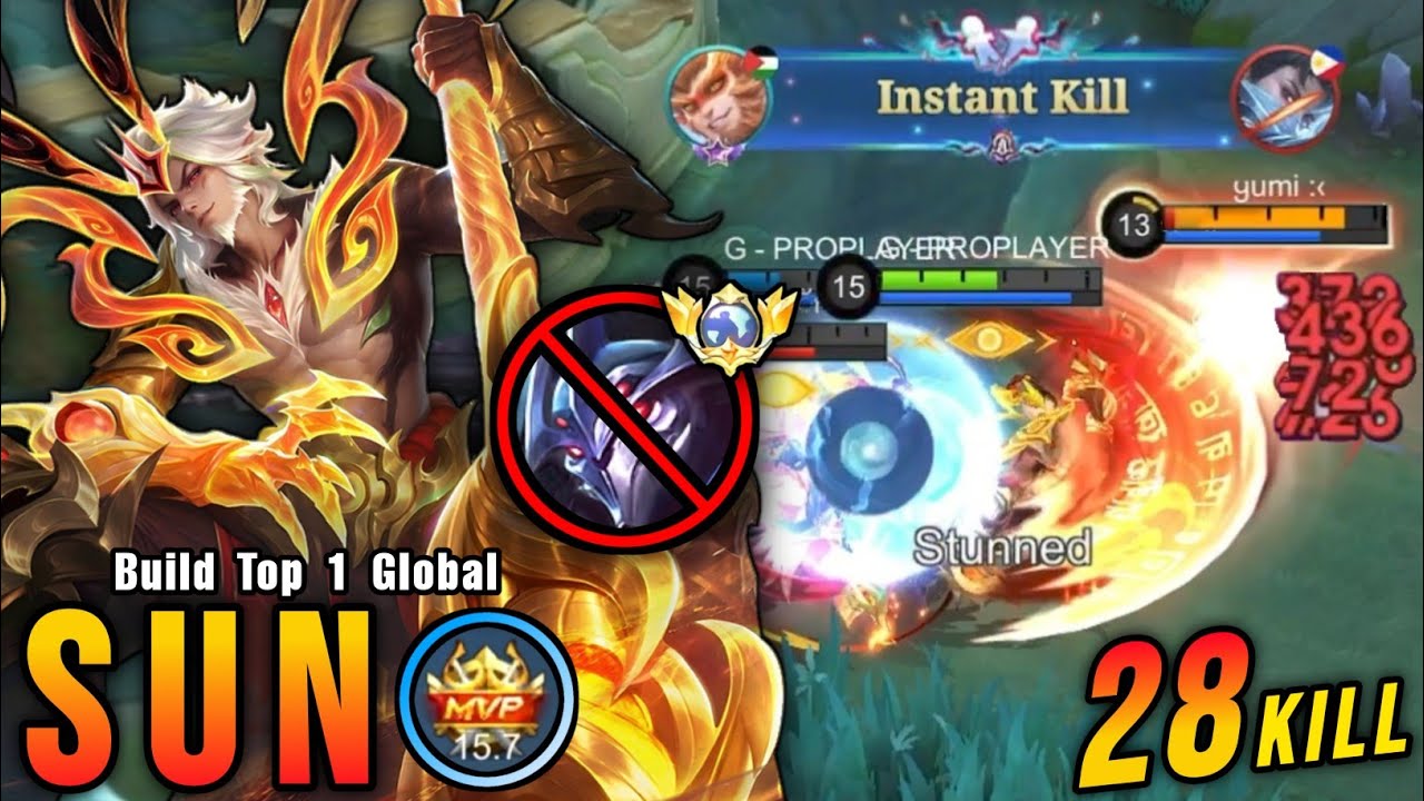 28 Kills!! Sun VS Top Global Zhask!! - Build Top 1 Global Sun ~ MLBB backdrop