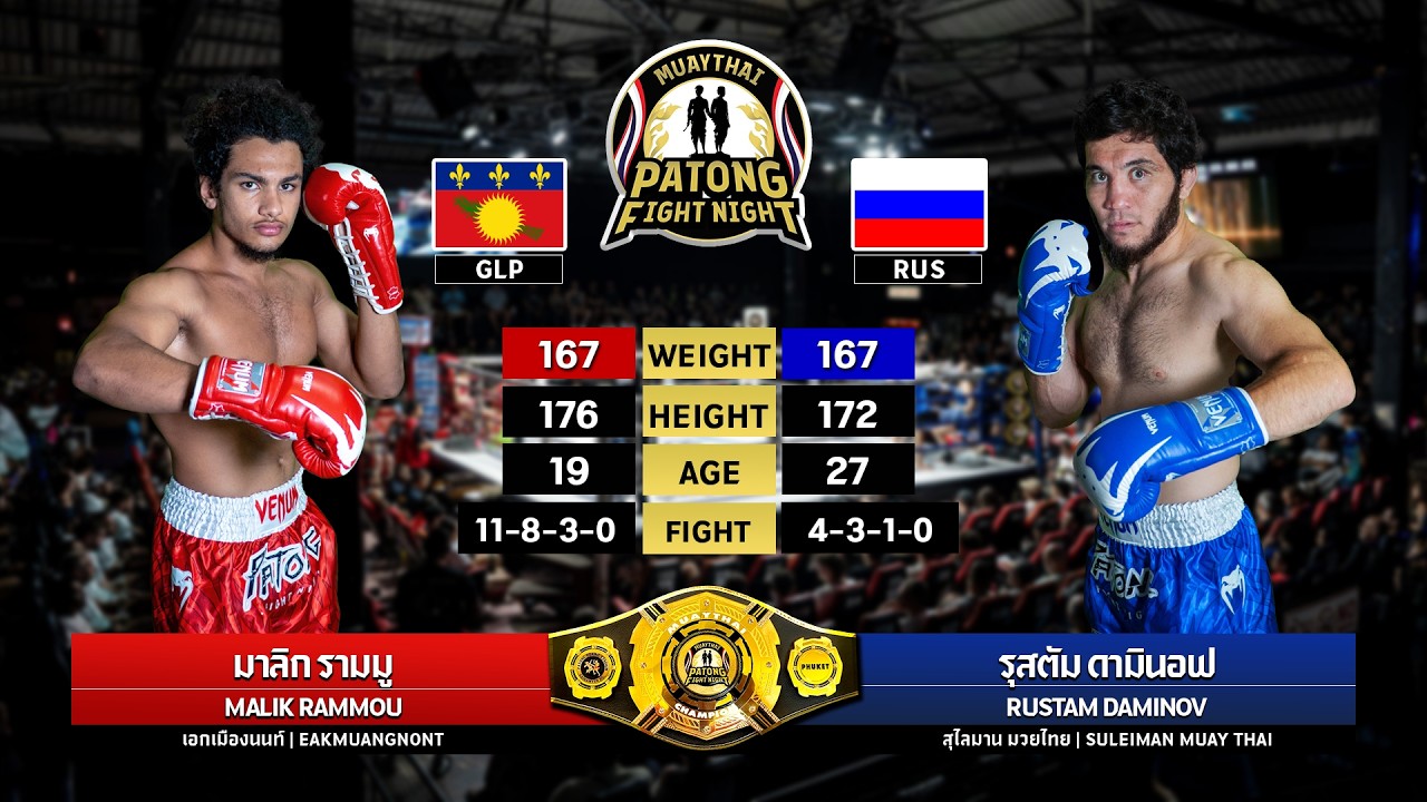 Malik Rammou Eakmuangnon VS Rustam Daminov Suleiman Muay Thai Patong Fight Night background
