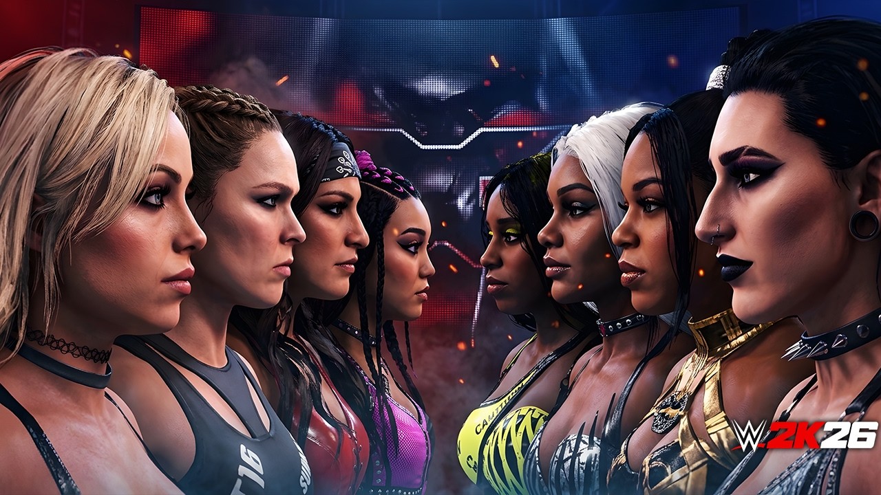 CHAOS ERUPTS! Liv Morgan, Ronda Rousey, Raquel Rodriguez & Roxanne vs Rhea Ripley, Bianca Jade Naomi backdrop