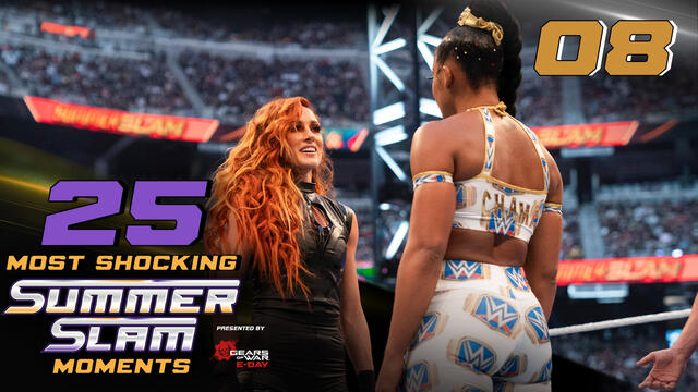 Becky Lynch thrashes Bianca Belair in surprise challenge: 25 Most Shocking SummerSlam Moments backdrop
