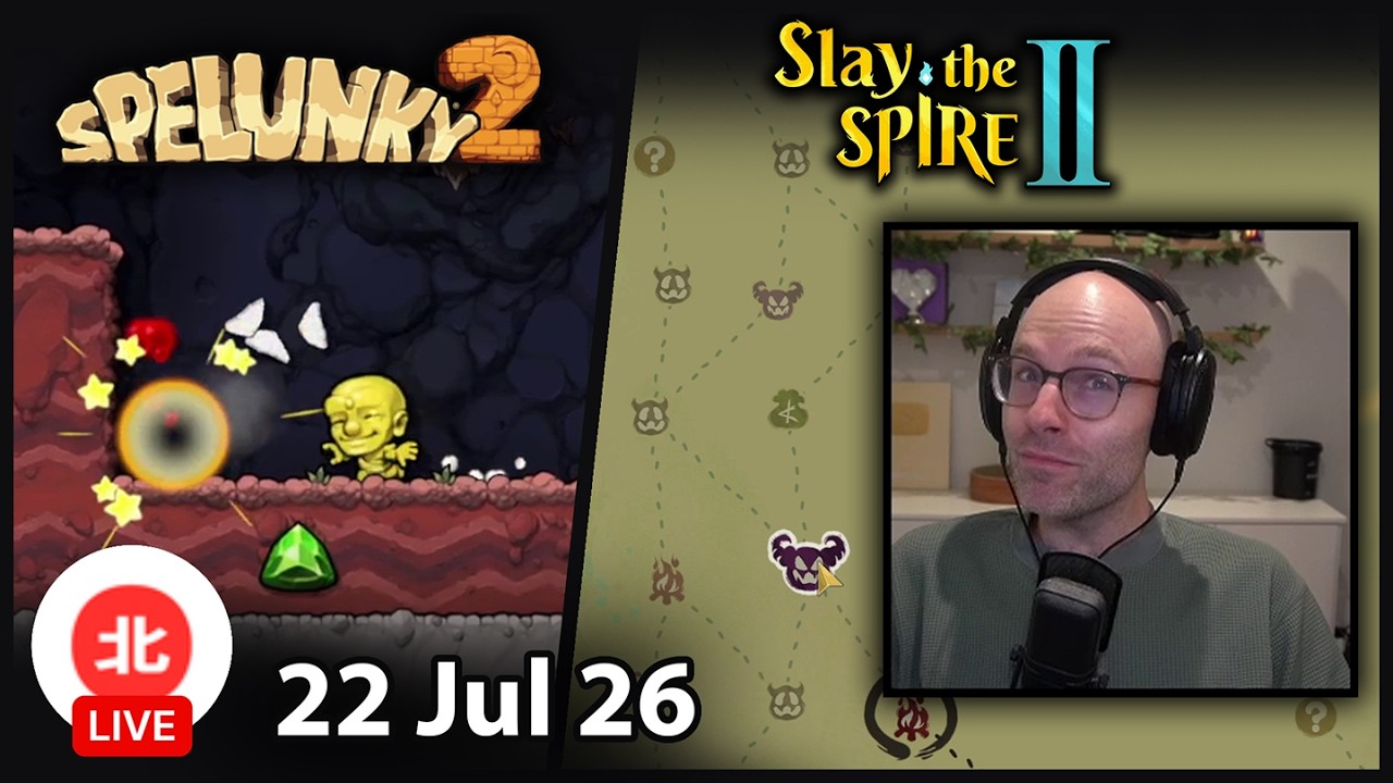 Spelunky 2 / Slay the Spire 2 - 22 Jul 2026 - Unofficial Northernlion VOD without Chat backdrop