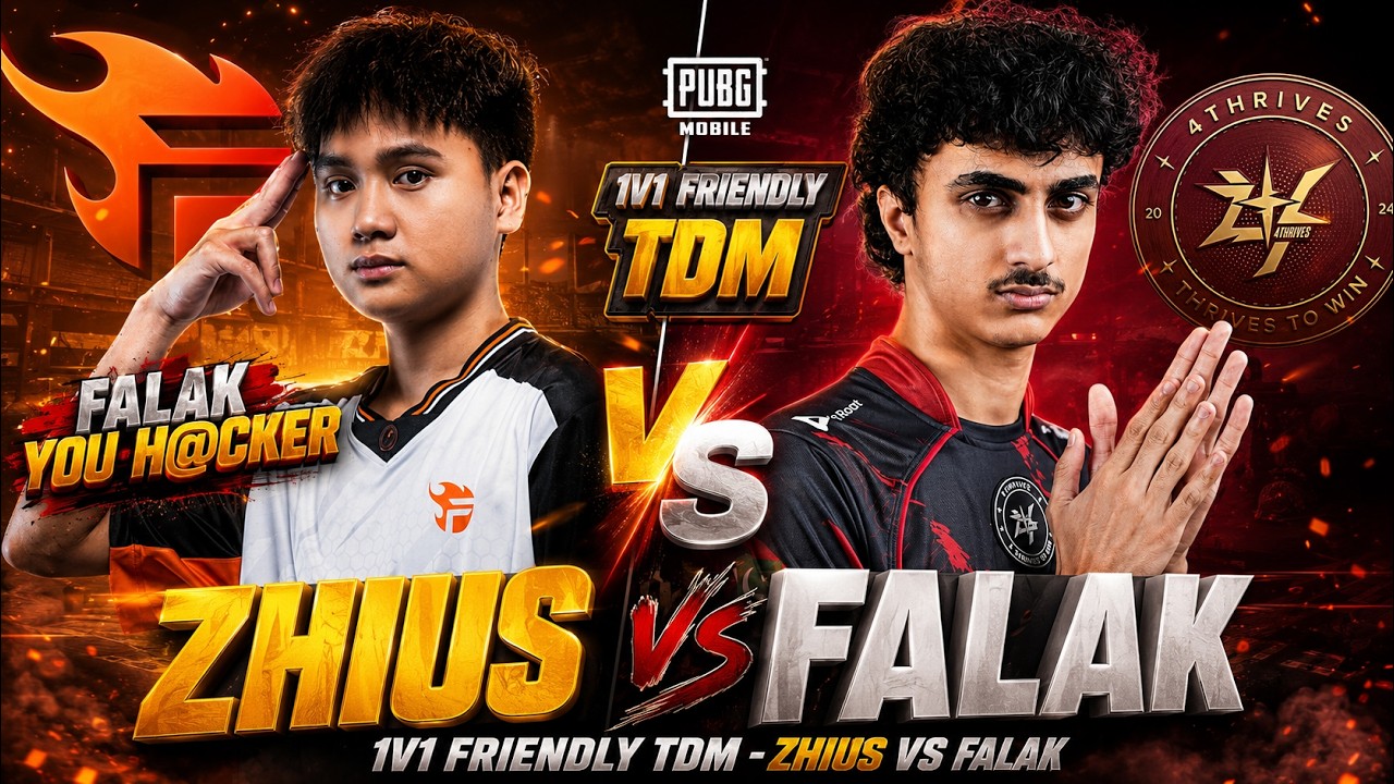 @FLzhius VS @falakpubgm π 1V1 FRIENDLY TDM ROOM π₯΅ PUBGM ESPORTS backdrop