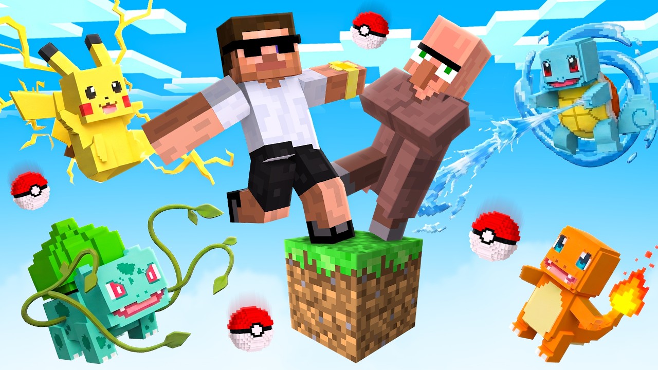 We Survived on ONE BLOCK of POKEMON in Minecraft.. backdrop