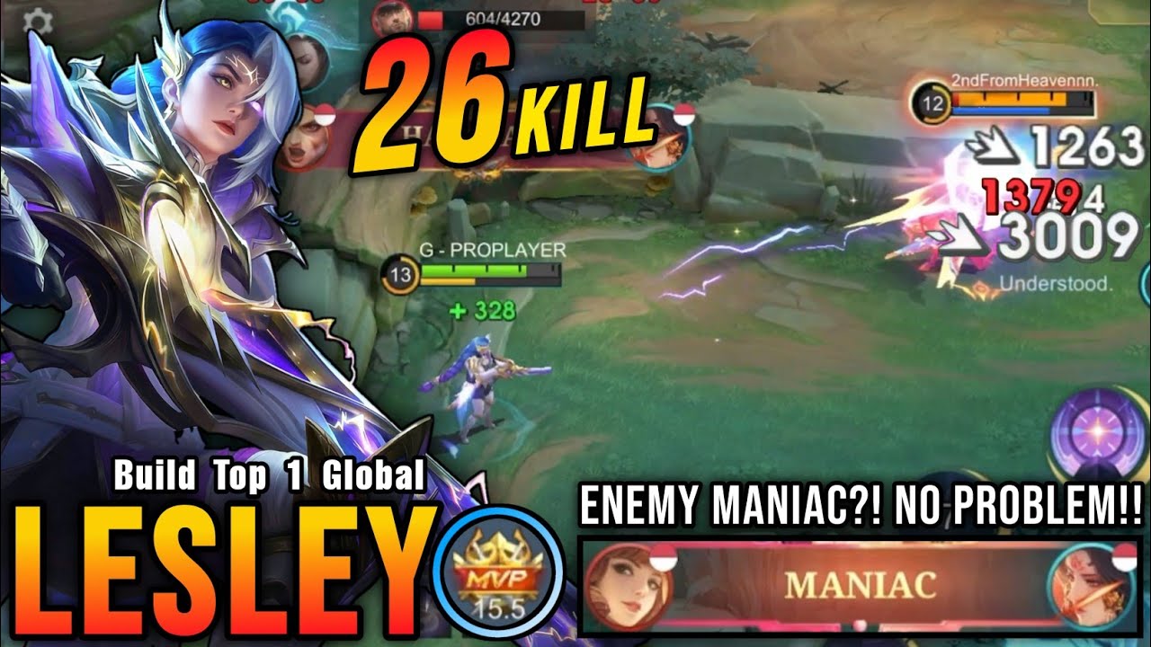 Enemy MANIAC?! No Problem!! 26 Kills Lesley Carry The Game!! - Build Top 1 Global Lesley ~ MLBB backdrop