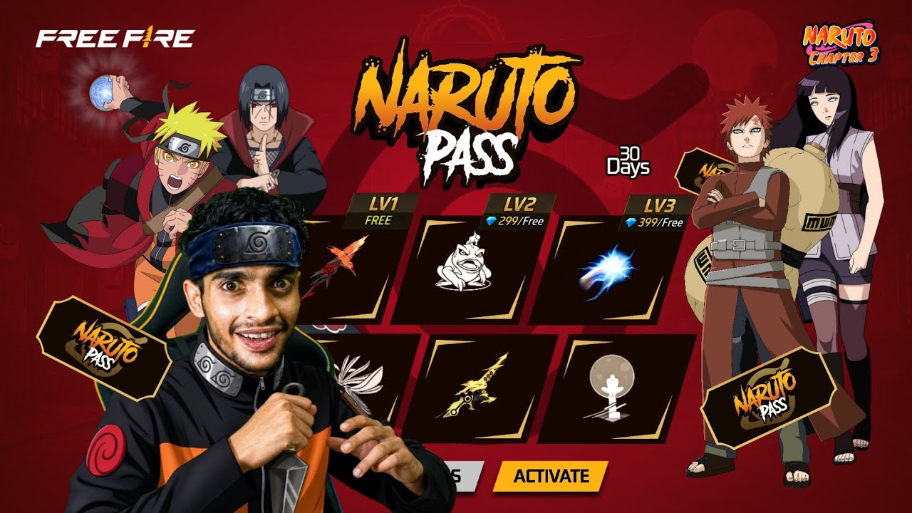 NARUTO CHAPTER 3 PASS 🔥 Free Fire Max background