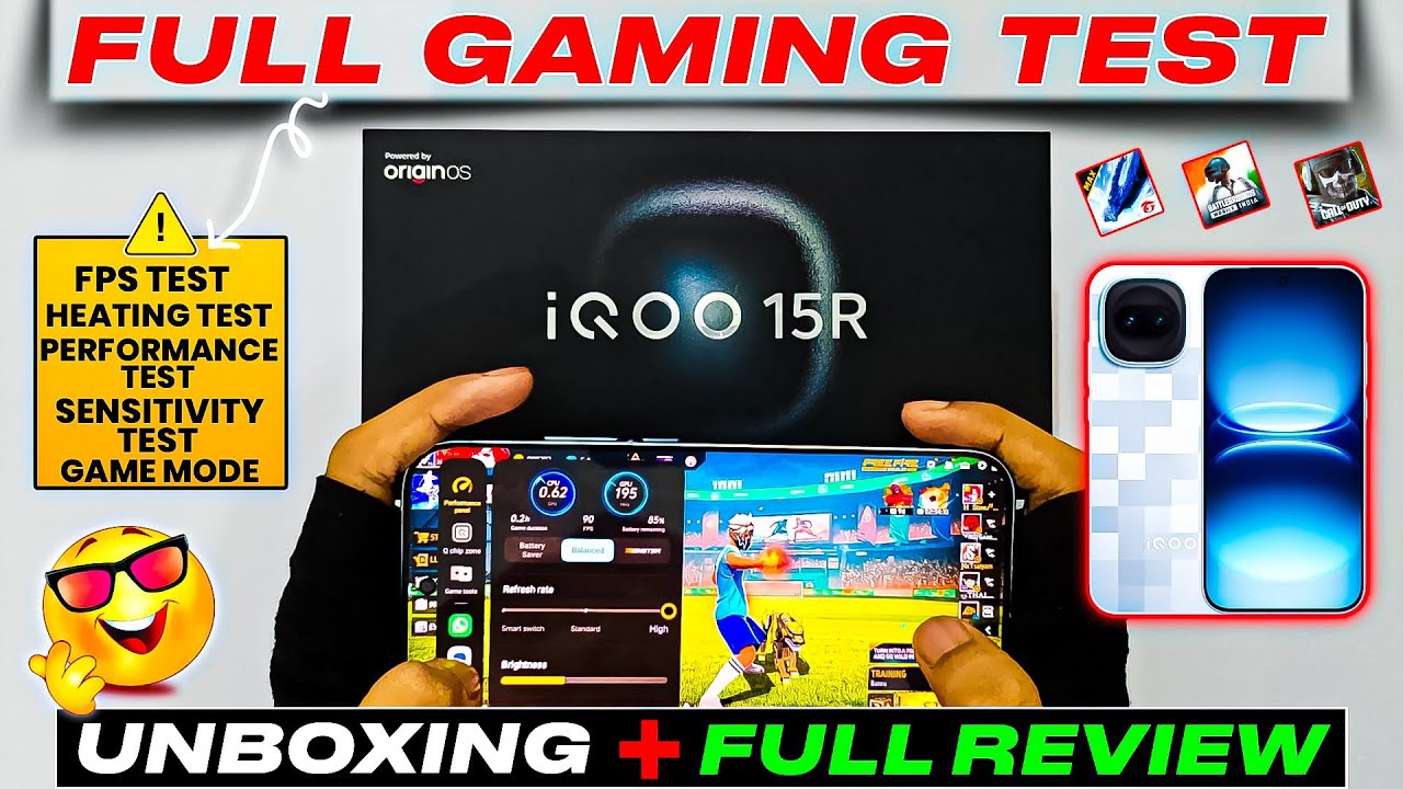 IQOO 15R UNBOXING 🎁 HANDCAM📲 AND GAMING TEST 🔥 GAMING MODE REVIEW ⚡| FREE FIRE BGMI backdrop