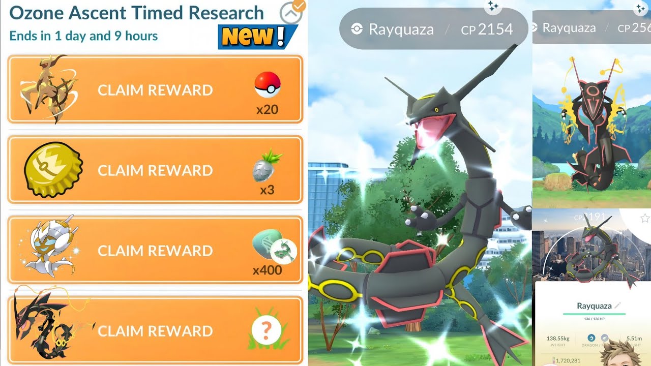 Grab Free✨️Mega Rayquaza Ozone Ascent Timed Research in Pokemon Go background