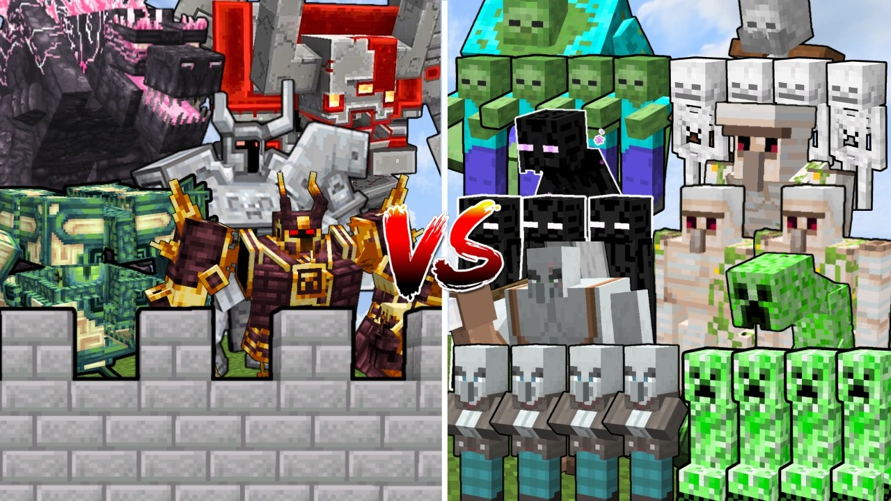EVERY MOB ARMY vs CASTLE OF BOSSES | Minecraft Mob Battle background