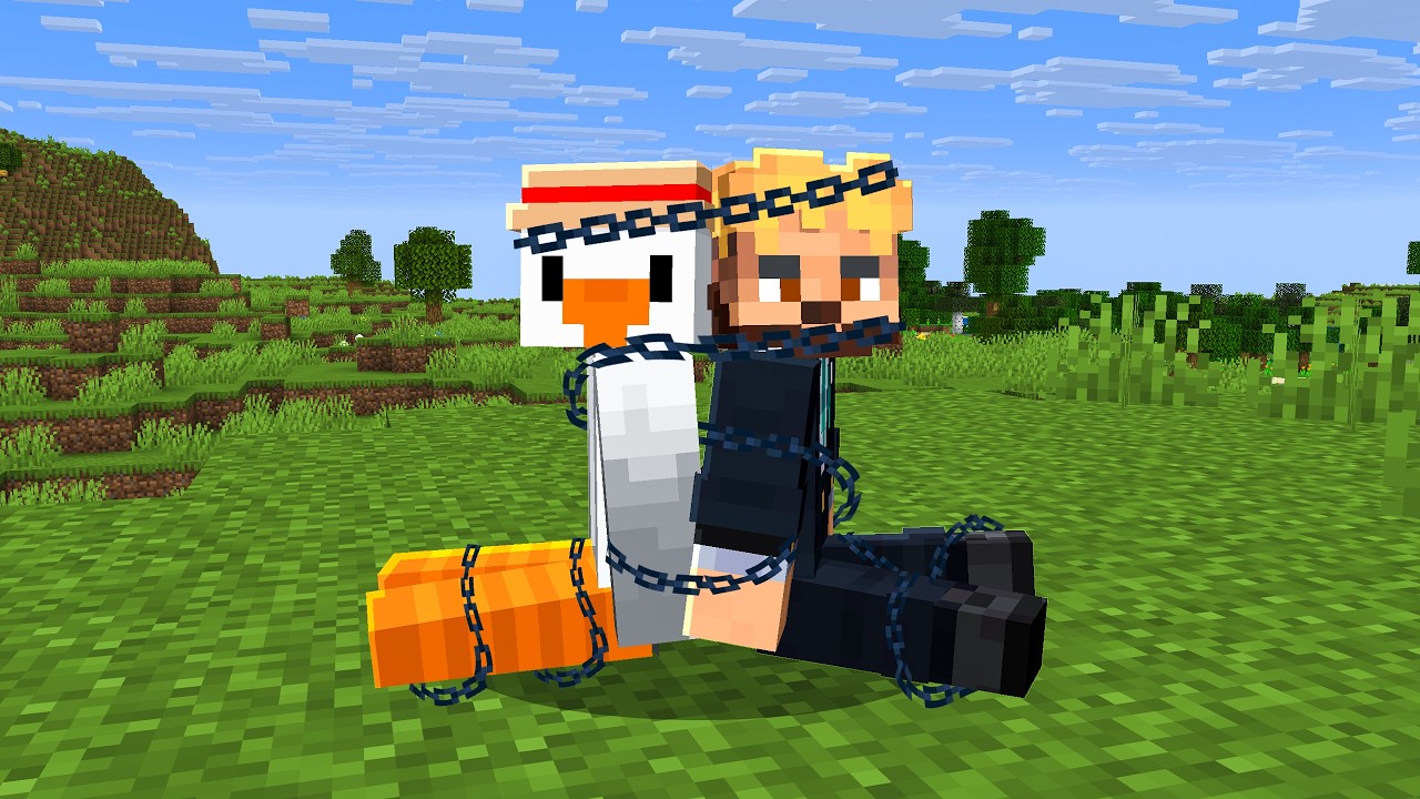Can Two Idiots Beat Minecraft Chained Together? background
