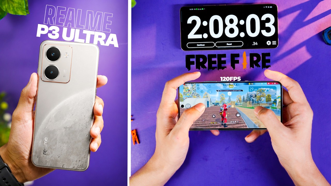 Realme P3 Ultra Free Fire Test😳 FPS, Heating & Battery Drain Test! backdrop