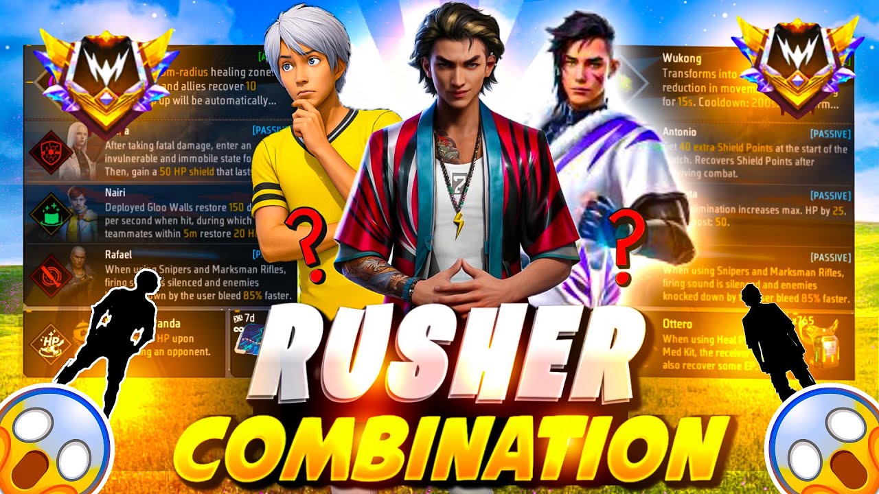 CS RANK NEW RUSH COMBO đ„đ | best character skill for cs rank | Cs rank best character skill background