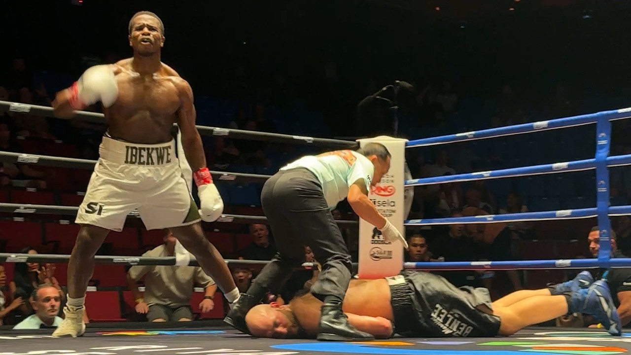 BRUTAL 28-Second KO! Simon Ibekwe FLATTENS Daniel Baer • FULL FIGHT | Goldstar Promotions background