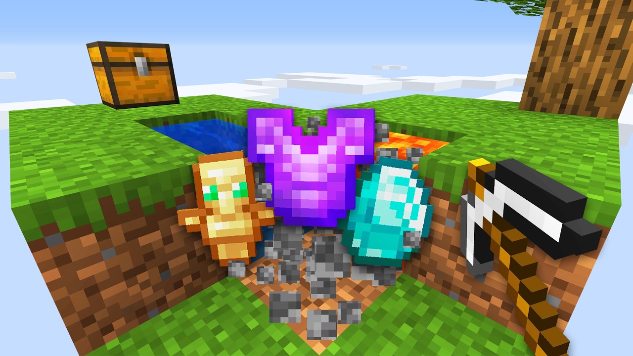 Minecraft Skyblock, but Every Drop is Random… background