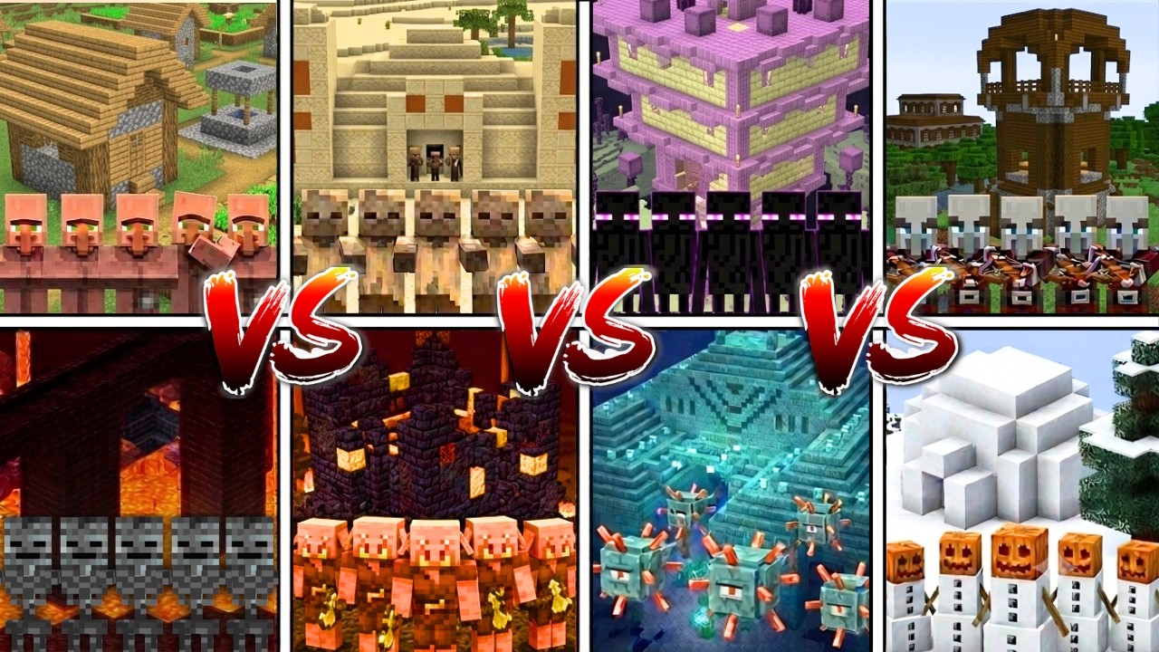ALL MINECRAFT STRUCTURES TOURNAMENT in Minecraft Mob Battle background