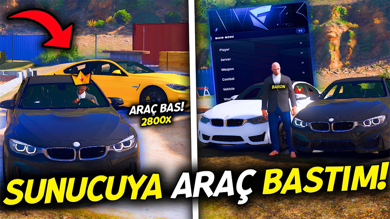 HİLEYLE BARON OLUP 400 ÇEKEN SUNUCUYA ARABA BASTIM! (FiveM Hile Troll) background