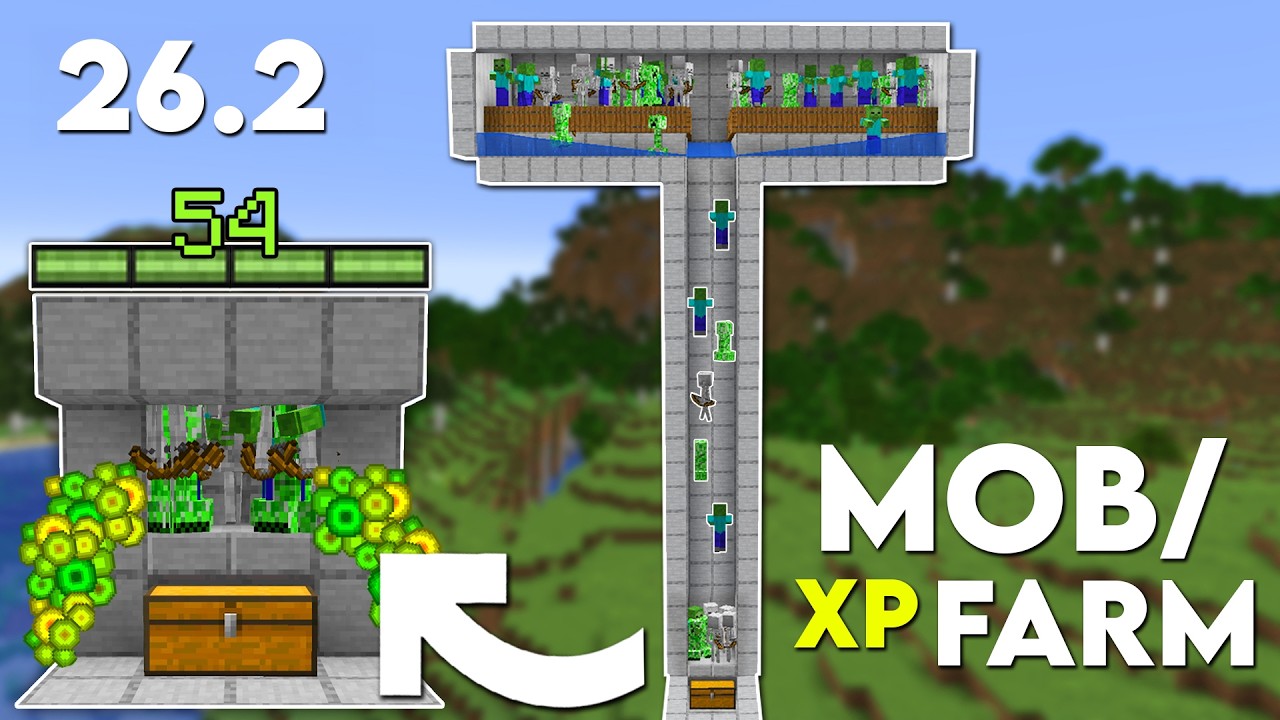 Minecraft: EASY MOB XP FARM TUTORIAL! 26.2 (Without Mob Spawner) background