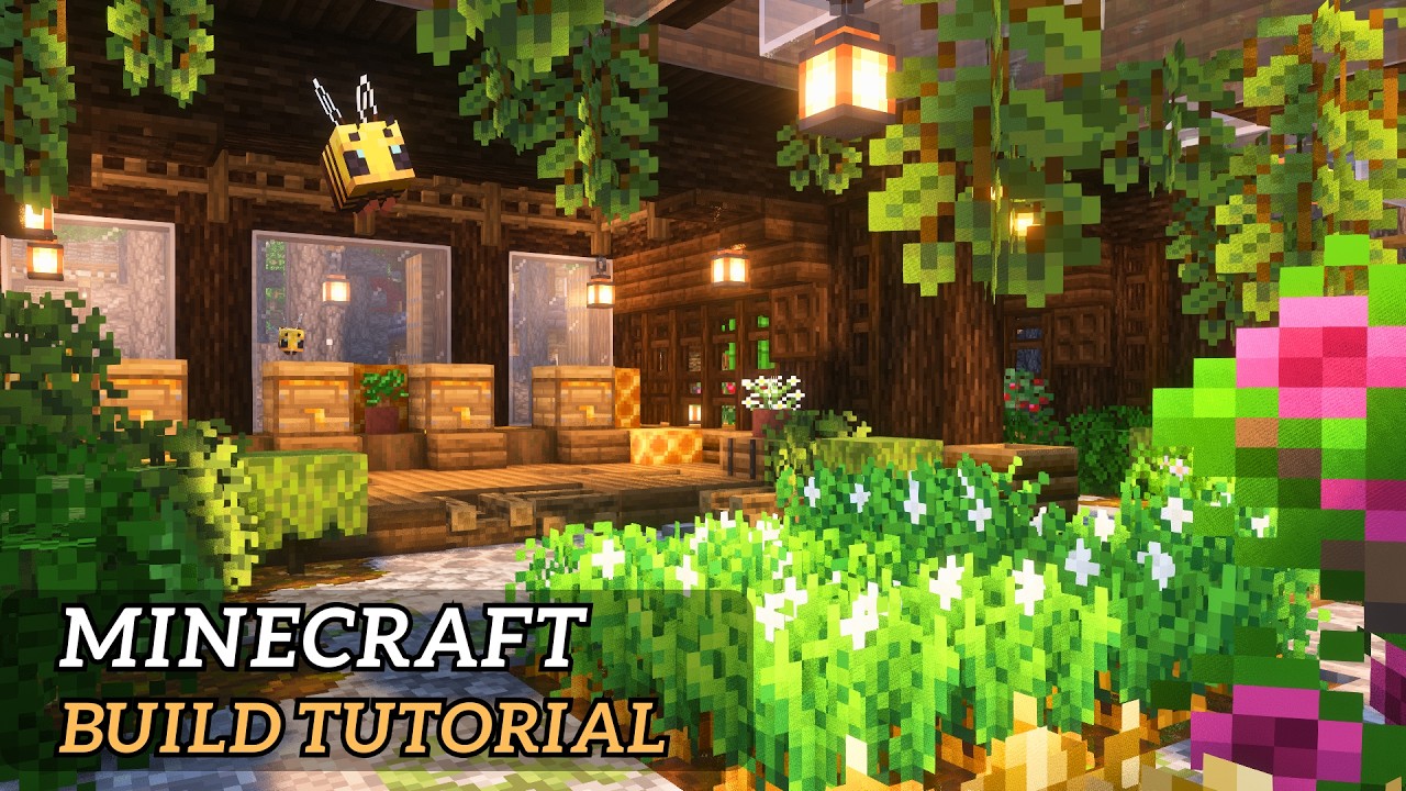 【Minecraft】Japanese Greenhouse w/ Bee Farm (With Interior) | Build Tutorial background