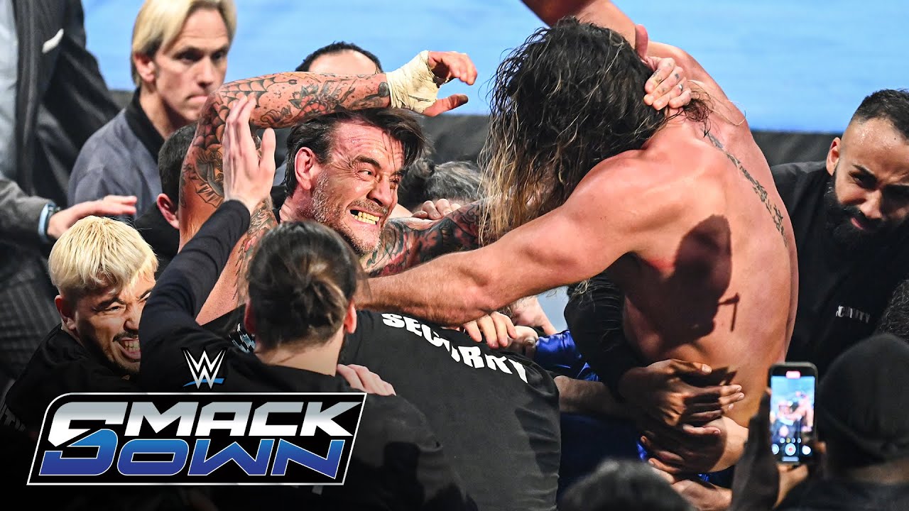 UNSEEN FOOTAGE: Roman Reigns, CM Punk and Seth Rollins' brawl continues after SmackDown background