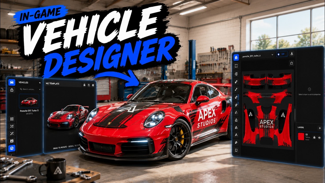 FiveM Vehicle Designer Script 🎨 Design Your Own Vehicle IN-GAME, Live 3D Preview, AI (ESX/QB) background