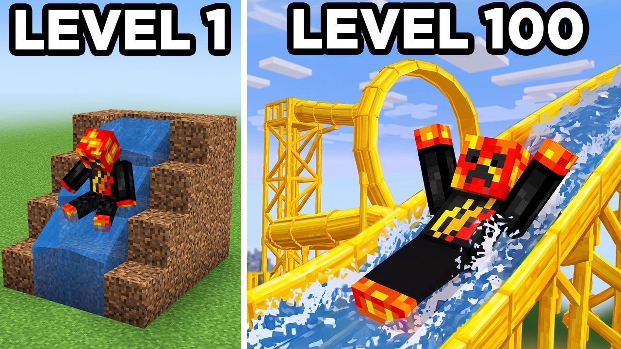 Level 1 to 100 Waterparks in Minecraft! background