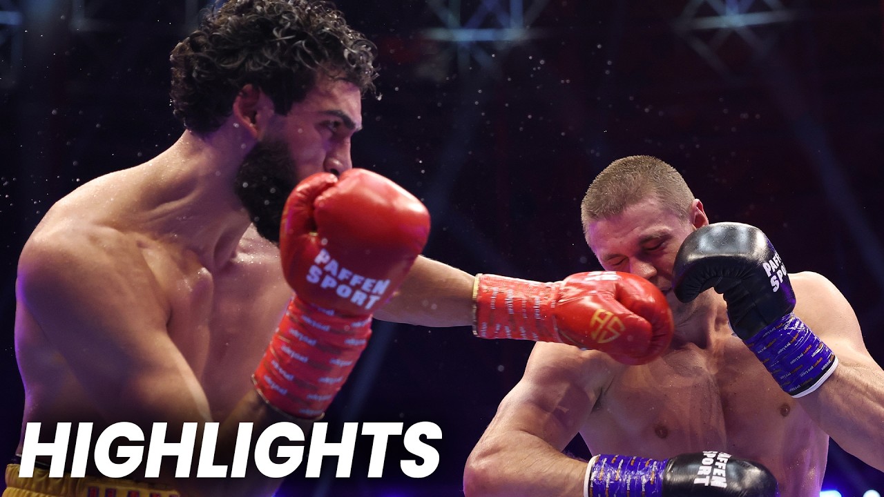 FIGHT HIGHLIGHTS: Hamzah Sheeraz vs. Simon Zachenhuber • DAZN Boxing background