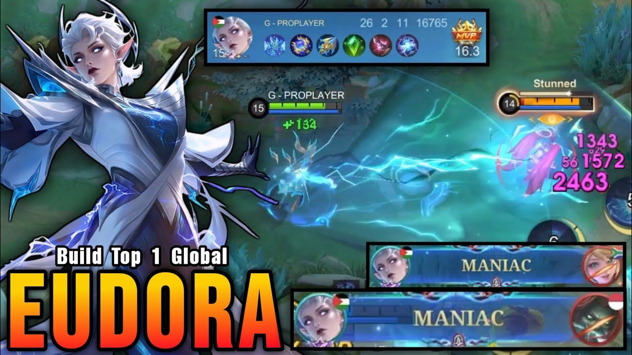 26 Kills + 2x MANIAC!! Midlane Eudora Instant Delete Enemies!! - Build Top 1 Global Eudora ~ MLBB backdrop