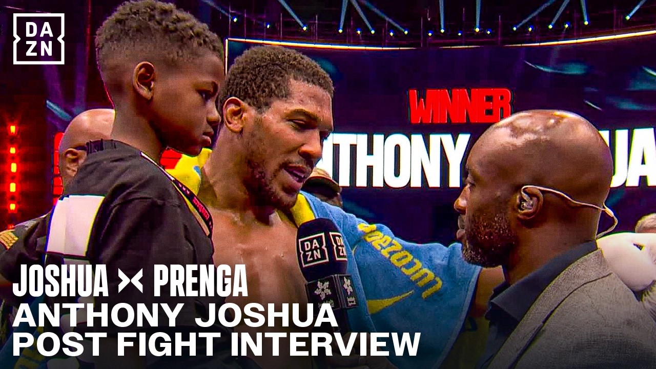Anthony Joshua reacts to knocking out Prenga and CALLS OUT Tyson Fury! background