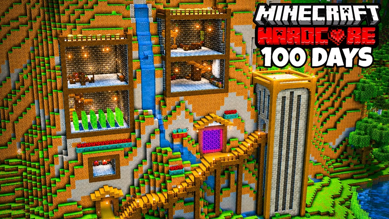 I Survived 100 Days in a MOUNTAIN in Hardcore Minecraft