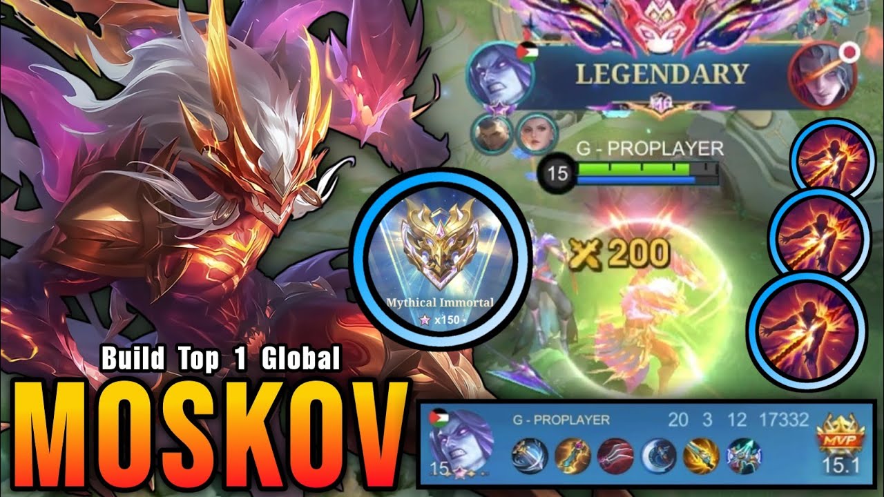 Finally 150 STARS!! Legendary Moskov Insane 20 Kills!! - Build Top 1 Global Moskov ~ MLBB