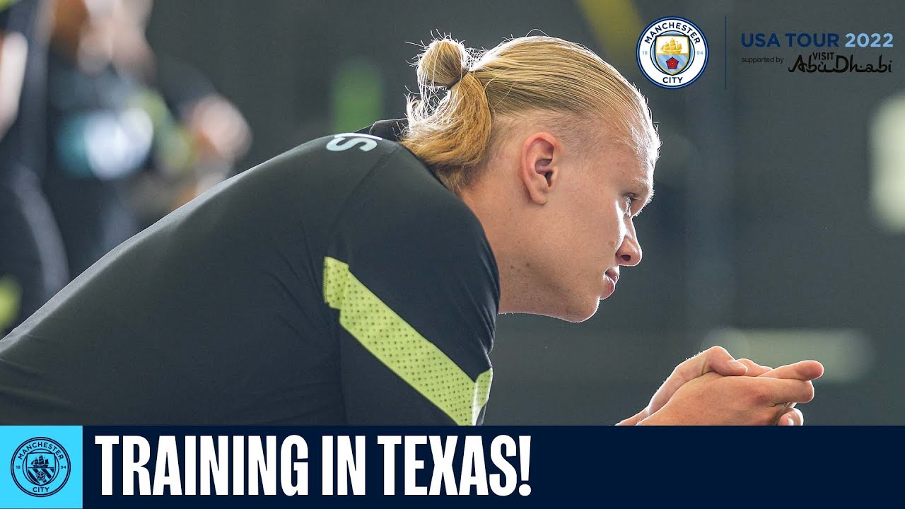 Haaland’s first goals in training! | Man City in Houston background